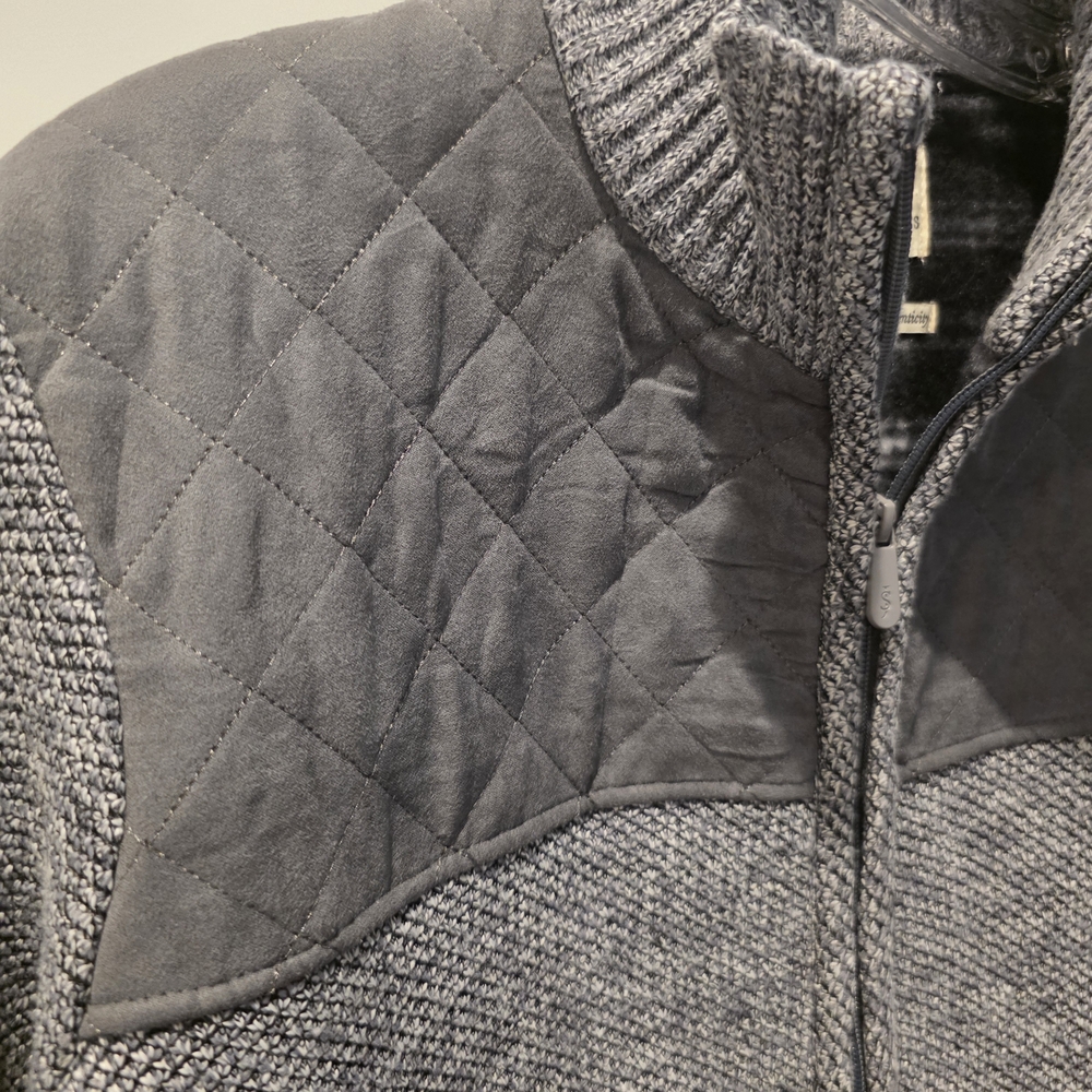 Scott James Mens Luxury Jacket M Gray Quilted Full Zip Plaid Lined Polished - Picture 6 of 13